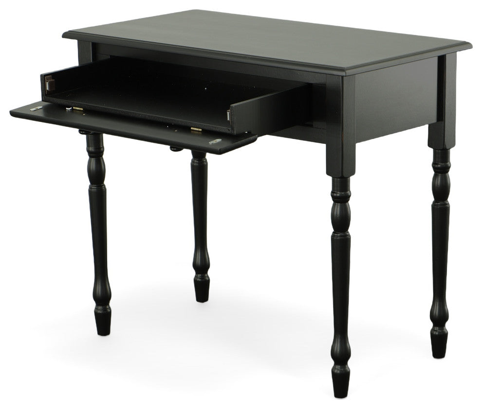 Grace Desk With Elegant Trned Legs And Drawer, Antique Black