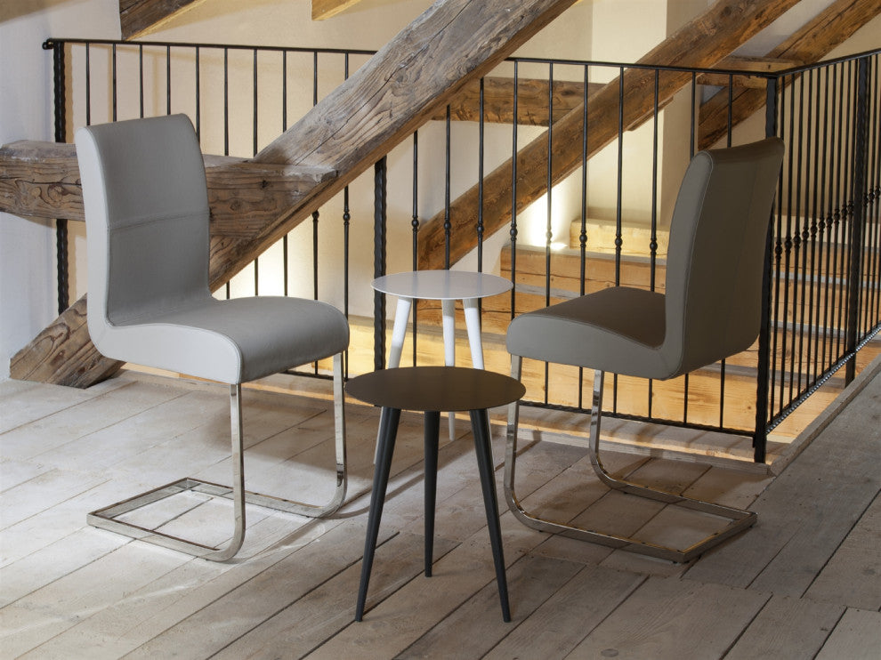 Stella Set of 2 Dining Chair, Top Grain Leather, Gray