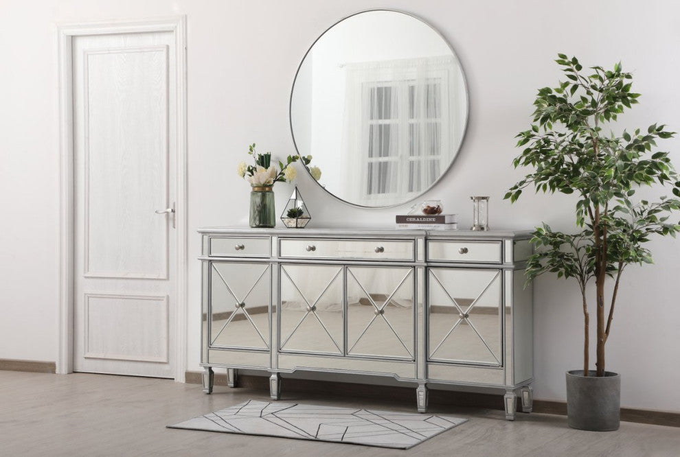 Cosmo 72" Mirrored Credenza, Silver