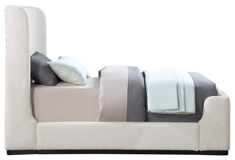 Oliver Boucle Fabric Upholstered Bed, Cream, Twin