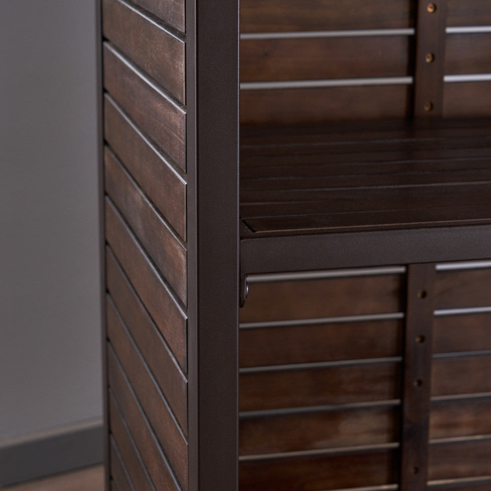 GDF Studio 5-Piece Belle Indoor Dark Brown Finish Acacia Wood Bar Set