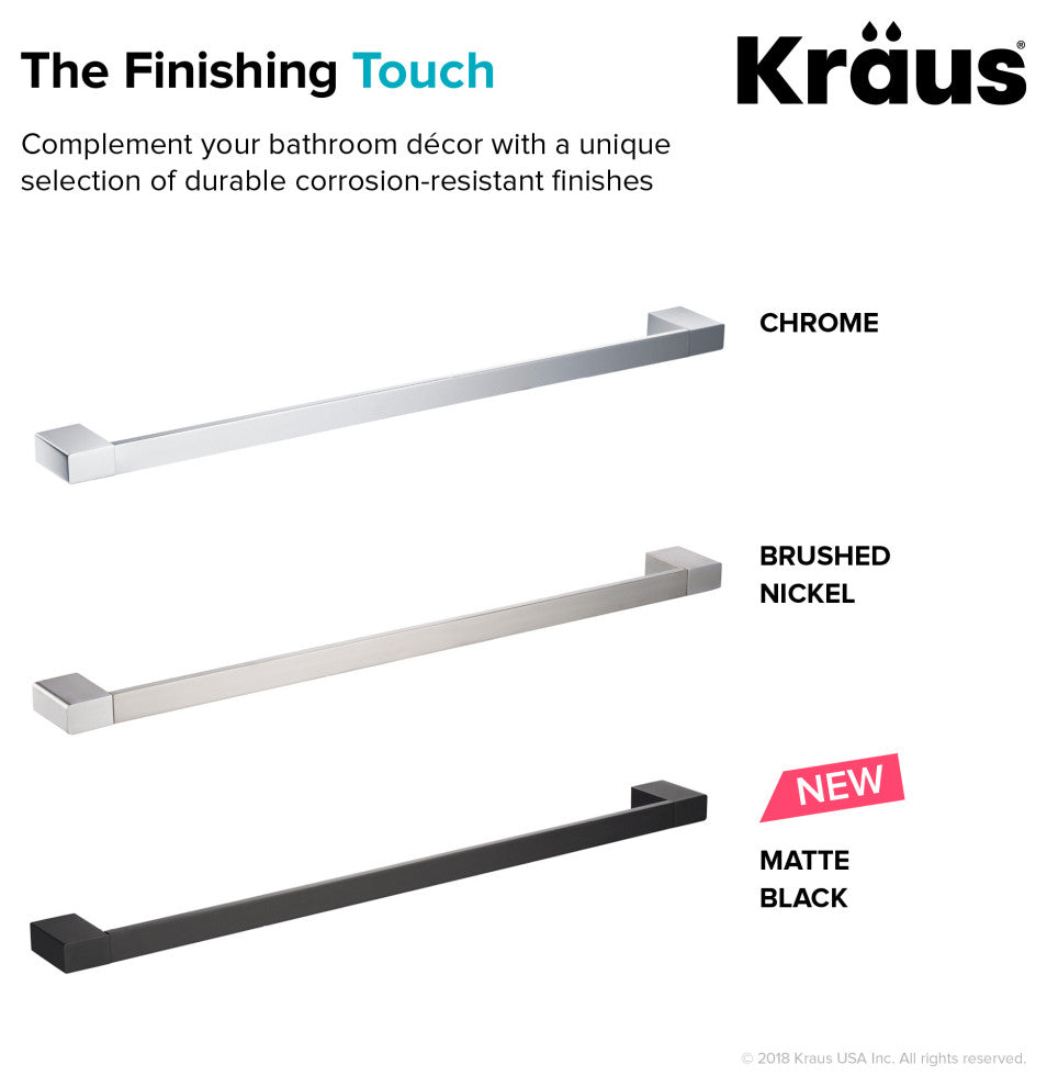 Stelios Bathroom 24" Towel Bar, Brushed Nickel