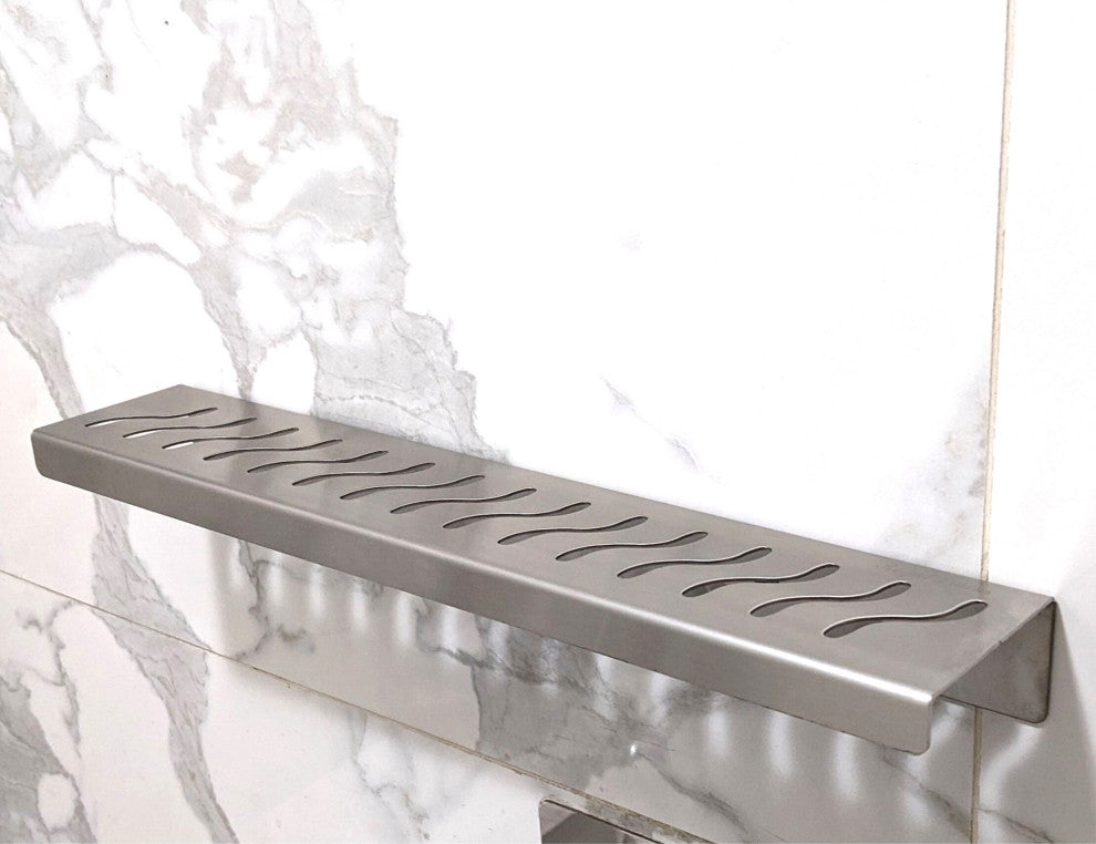 24 Inch Wall-Mounted Shower Shelf - Wave Design - Thumbnail 4