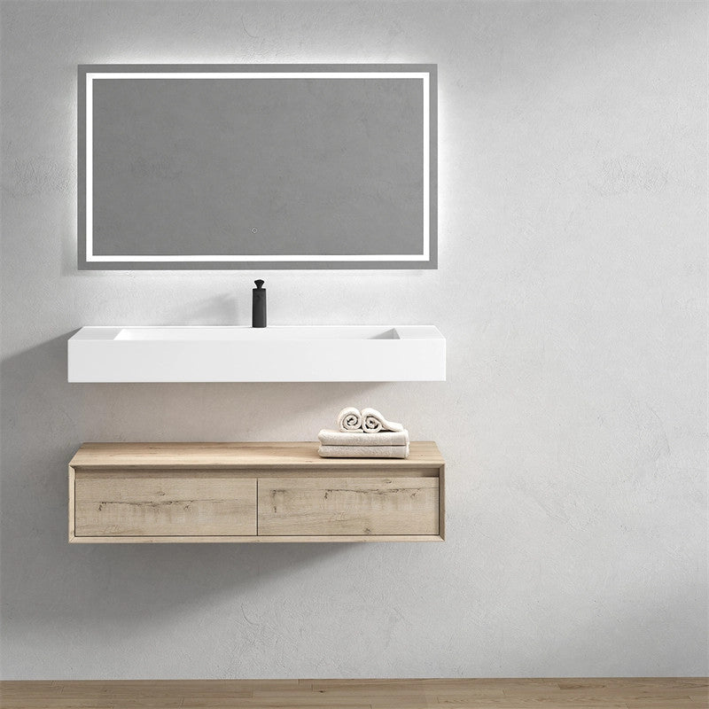 Alysa 48'' Floating Vanity, Acrylic Sink, Light White Oak