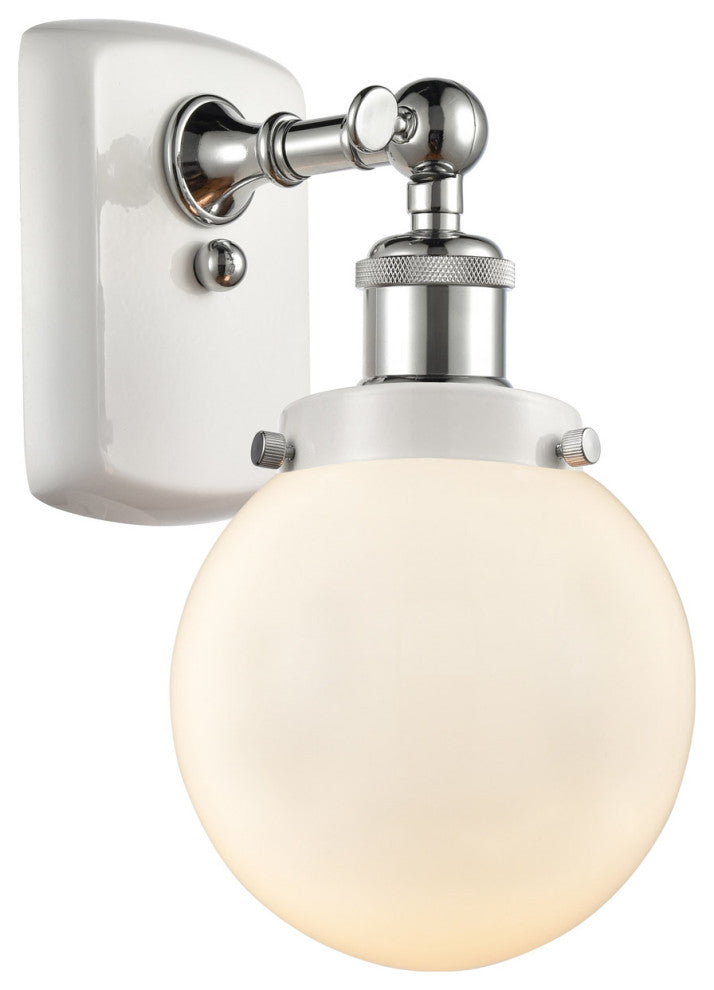 Innovations 916-1W-WPC-G201-6 1-Light Sconce, White, Polished Chrome