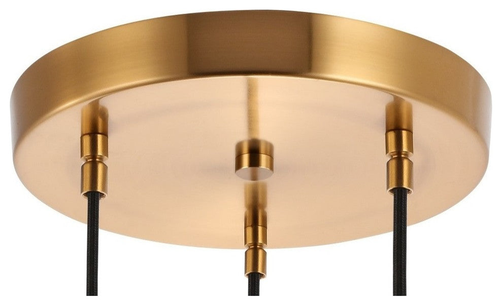 Woodbridge Langston Pendant, Opal Glass, 3-Light, 12"d, Brass, Hallogen