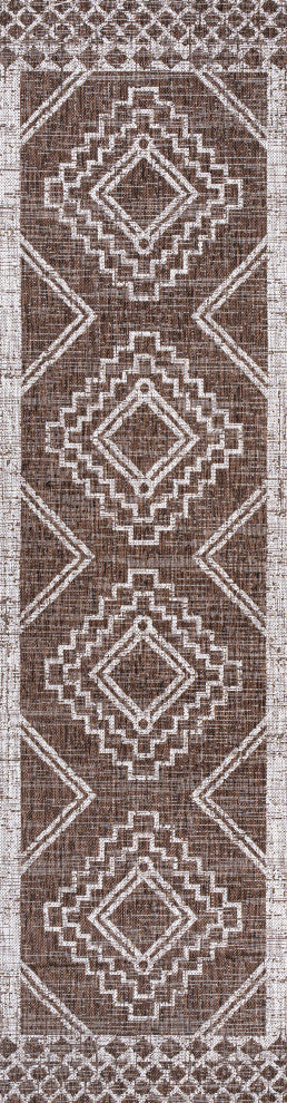 Marokko Diamond Tribal Indoor/Outdoor Rug, Brown/Beige, 2 X 8