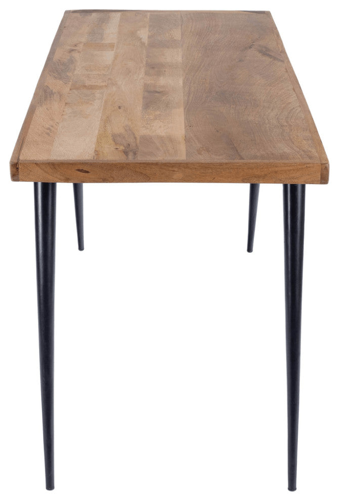 54" Brown And Black Mango Wood Writing Desk