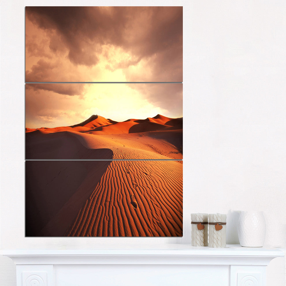"Desert Dunes Under Cloudy Sky" Metal Wall Art, 3 Panels, 28"x36"