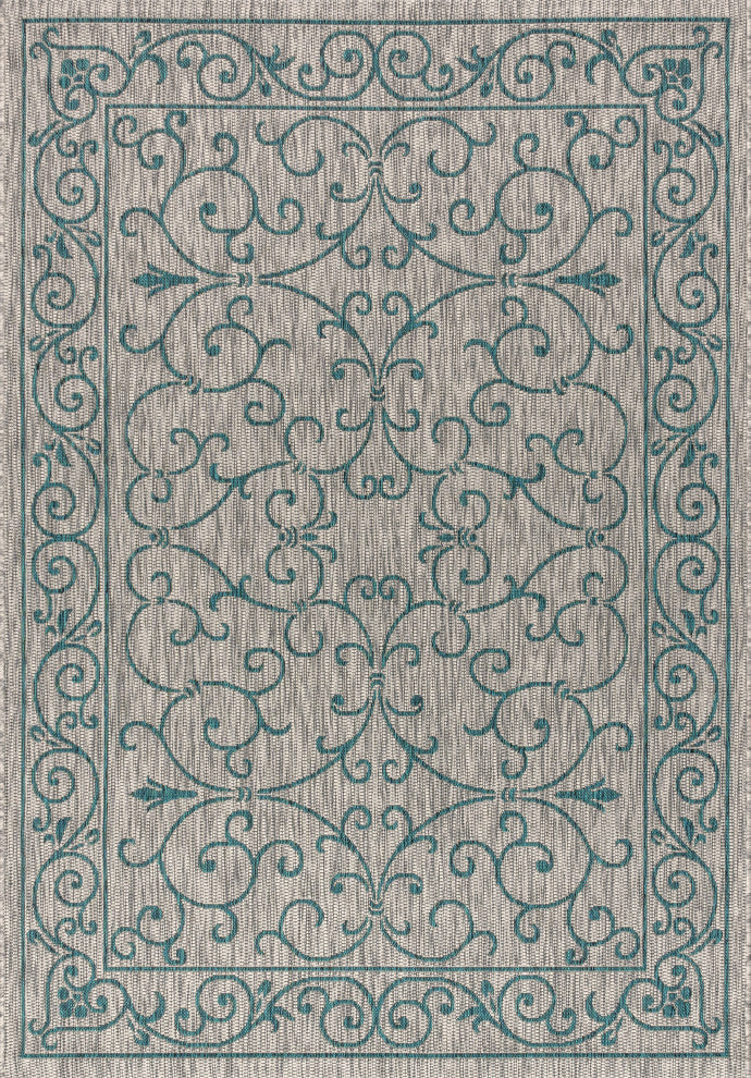 Charleston Vintage Filigree Textured Weave Indoor/Outdoor Area Rug