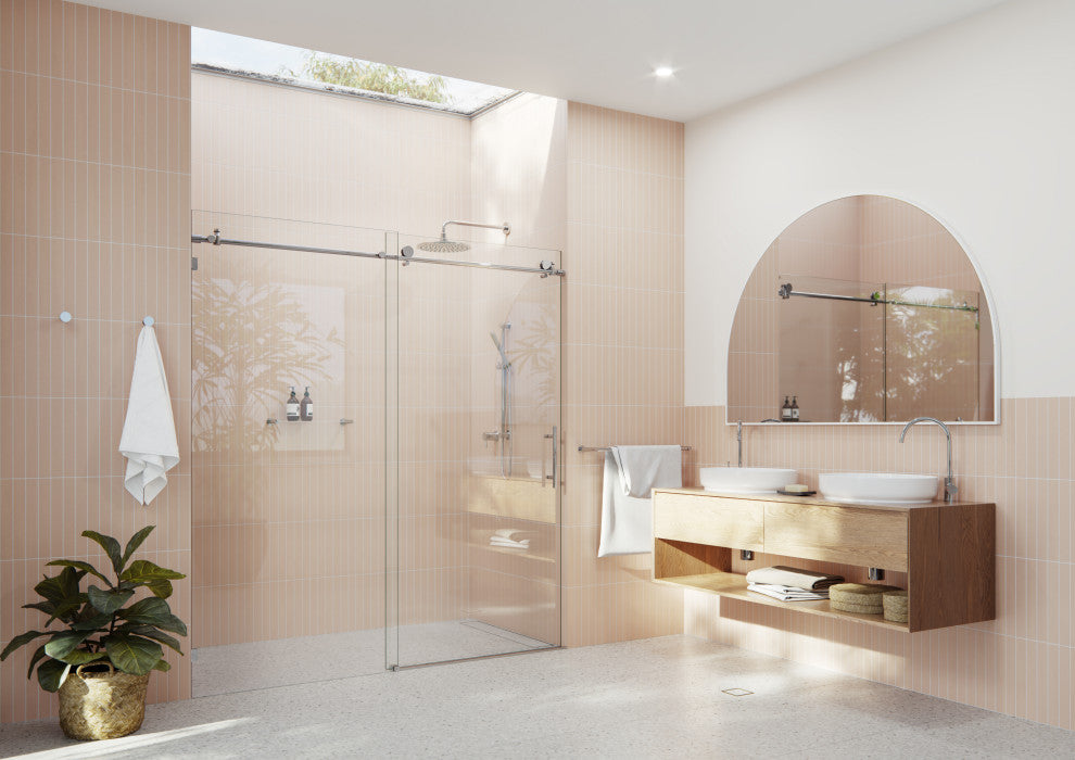 68-72"x78" Frameless Sliding Shower Door, Polished Chrome