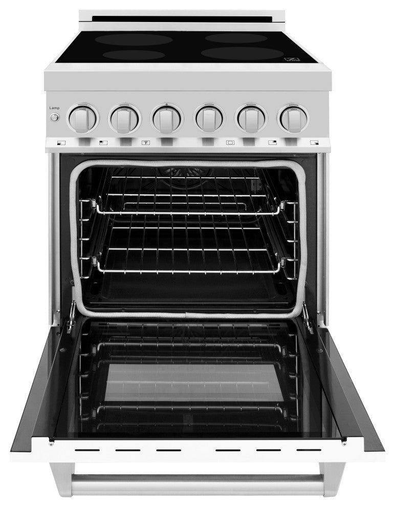 ZLINE 24" Induction Range, Stainless Steel With a White Matte Door RAIND-WM-24