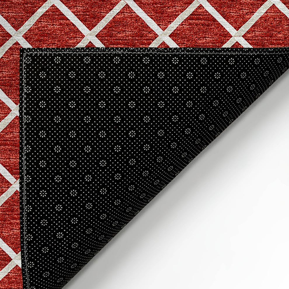 Indoor/Outdoor York YO1 Red Machine Washable 8' x 8' Rug
