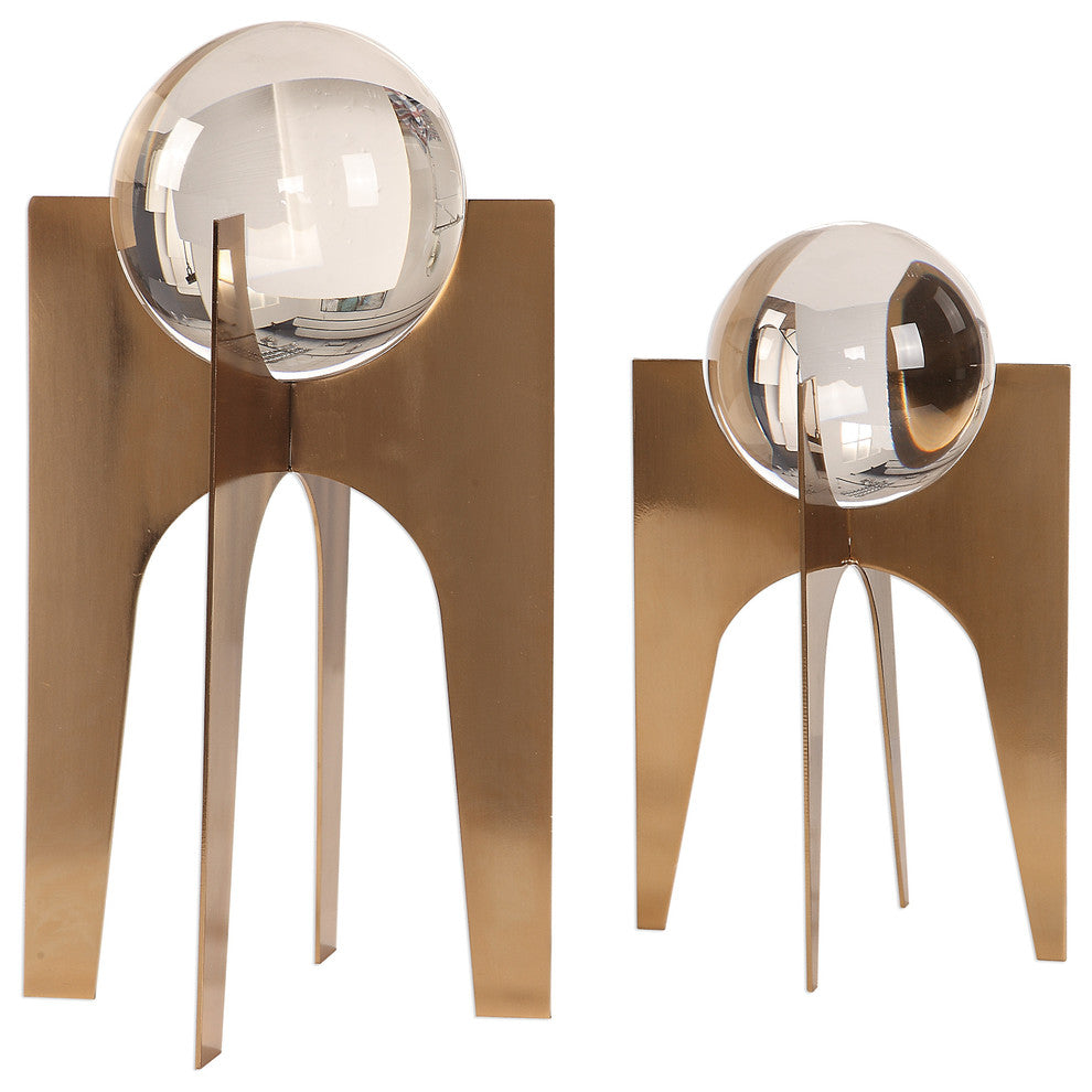 MidCentury Modern Crystal Ball Sculpture Set