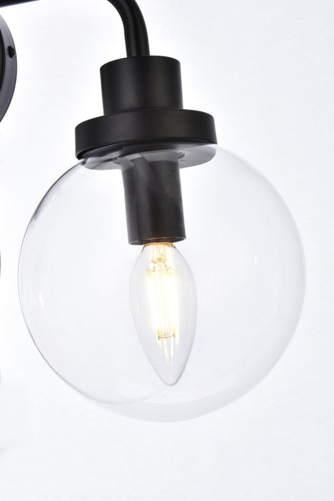 Helen 4-Light Bath Sconce, Black With Clear Shade