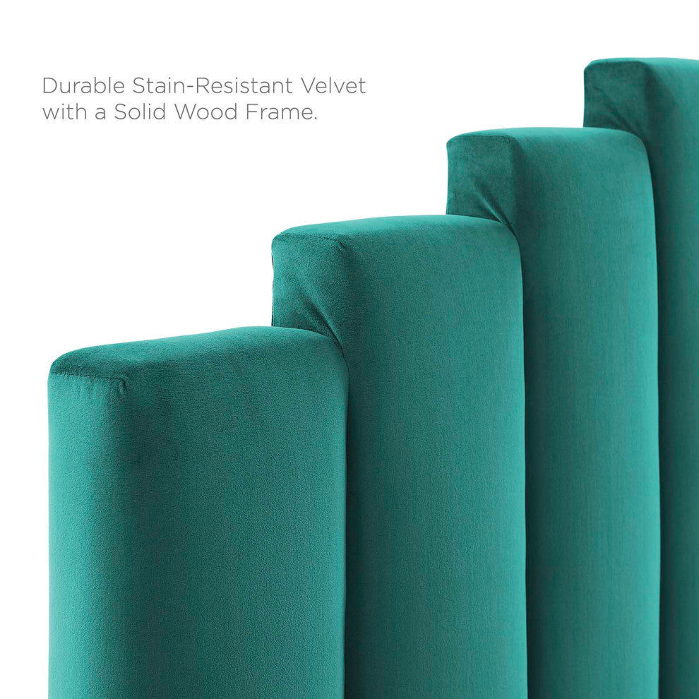 Elise Full Performance Velvet Platform Bed Teal