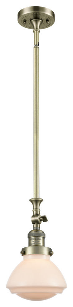 Olean 1-Light Mini Pendant, Antique Brass, Matte White