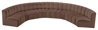 Arc Vegan Leather Upholstered 8-Pc. Inward Curved Modular Sectional, Brown