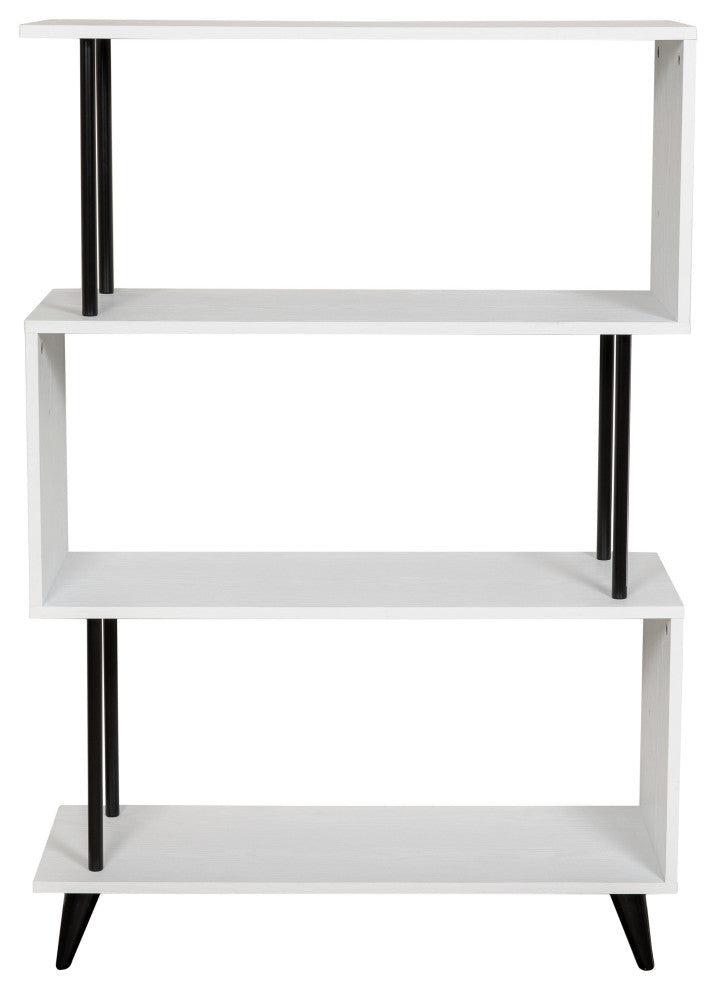Danya B. Breuer 4-Tier White S-Shaped Bookcase With Black Hardware Accents