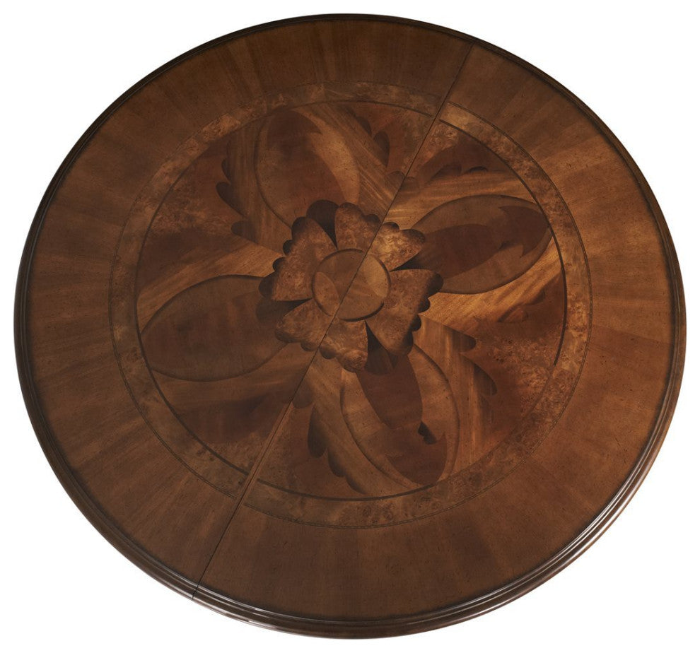 Aico Amini Villa Valencia Round Dining Table in Classic Chestnut