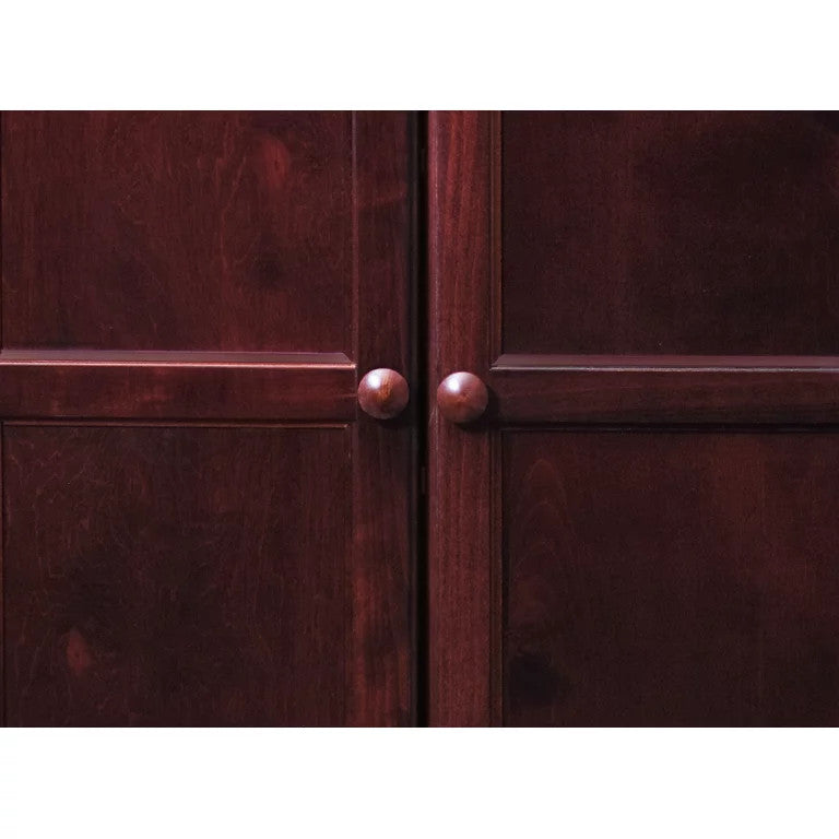 Storage Cabinet, Hardwood Frame With Adjustable Shelves & Round Handles, Red