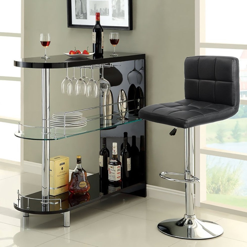 PU Leather Adjustable Bar Stool Counter Height Chair With Backrest, Set of 2