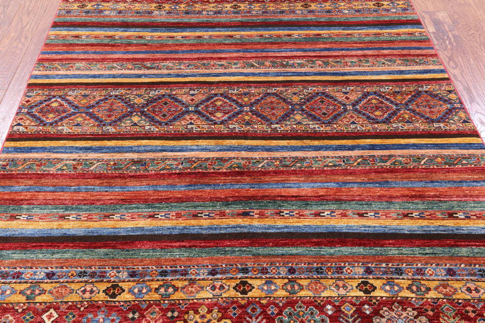 Handmade Khorjin Super Kazak Wool Rug 5' 7" X 7' 9" Q10451