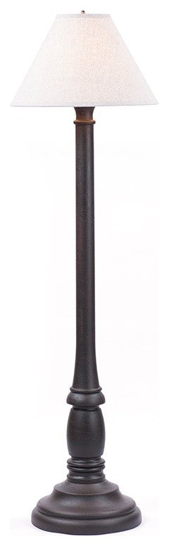USA Handcrafted Wood Floor Lamp Textured Paint Finish, Black, Linen Shade
