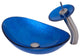 Azzurro Slipper Blue Foiled Glass Vessel Bathroom Sink Combo with Faucet Drain, Brushed Nickel