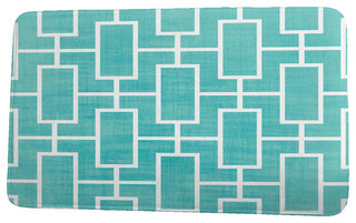 Palm Beach Screen Lattice Geometric Print Bath Mat, Blue, 17"x24"