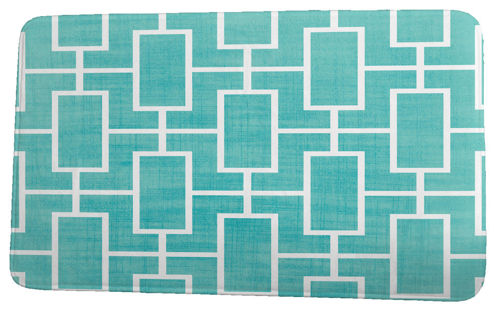 Palm Beach Screen Lattice Geometric Print Bath Mat, Blue, 17"x24"
