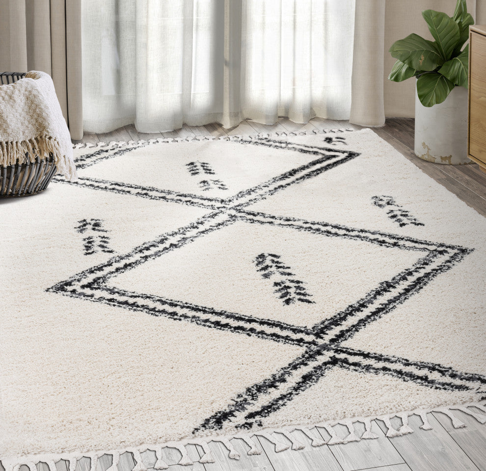 Abani Willow WIL150A Moroccan Cream Shag Rug