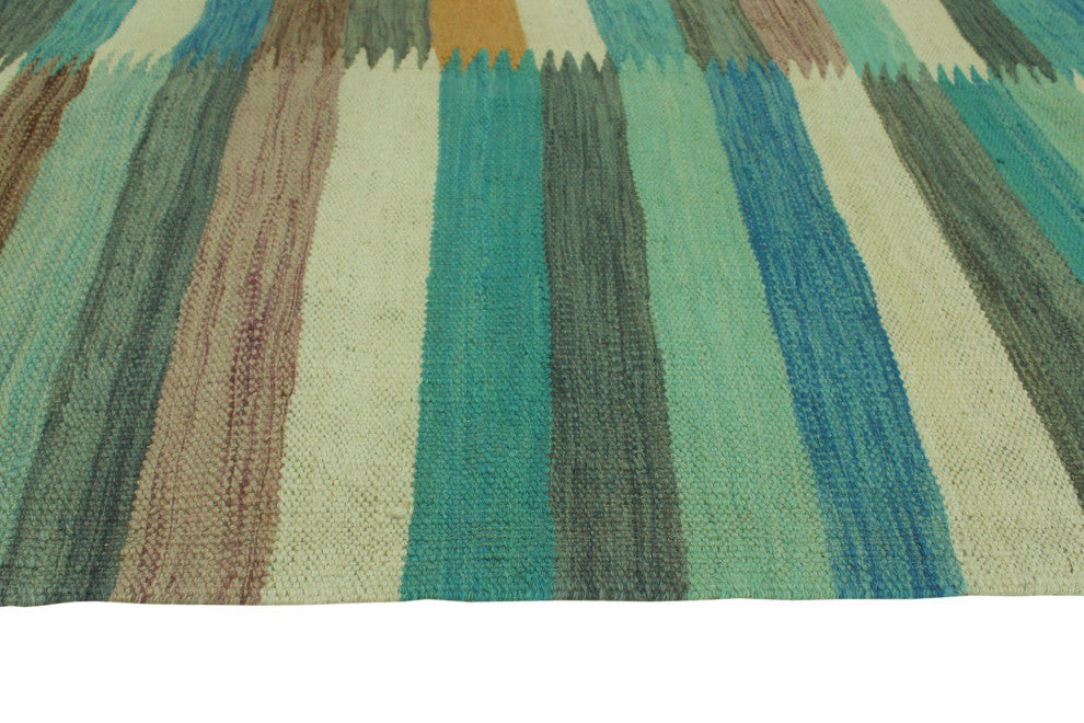Winchester Kilim Edward Blue/Light Green Rug, 6'4x9'8