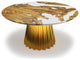 Grazia Olive Round Dining Table, Gold Base, 8 Seater