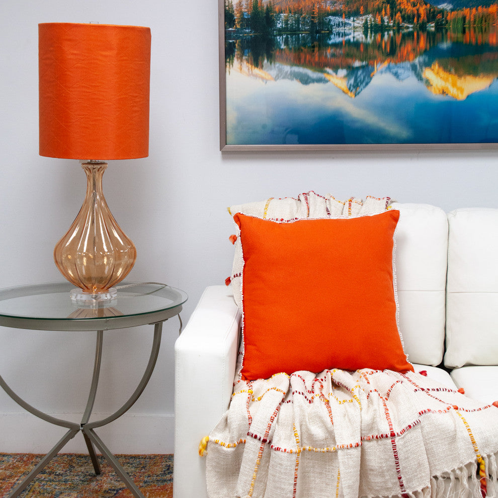 Parkland Collection Transitional Solid Orange Square 16" x 16" Pillow