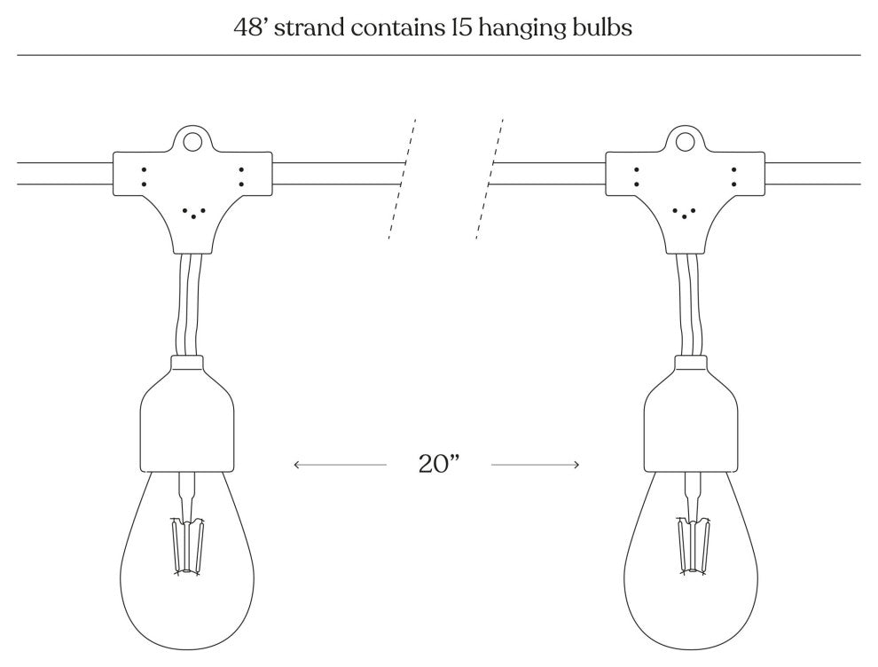 Brightech Ambience Pro Solar - 3000K Soft White Hanging Filament Bulbs, 48 Ft
