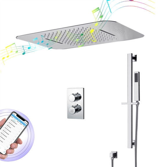Monza 20*14" Remote Controlled LED Digital Rainfall Shower System, Chrome