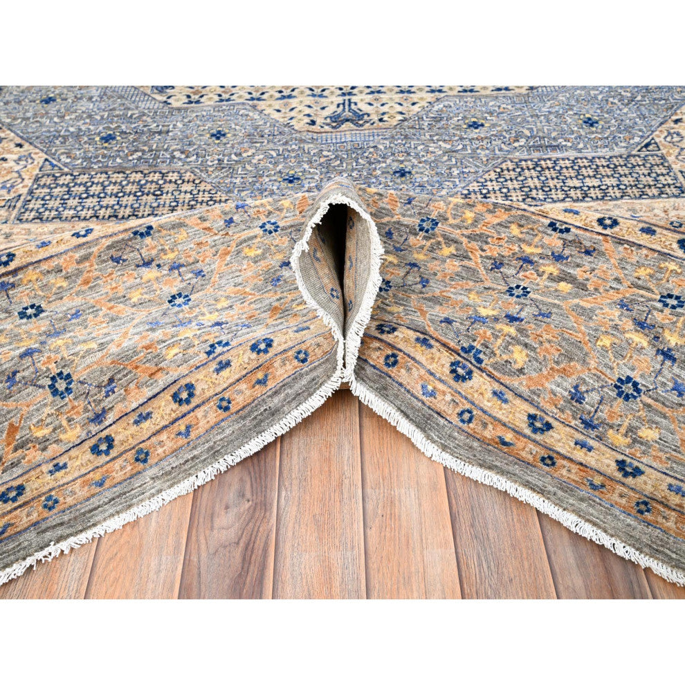 Almond Brown Mamluk Design 200 KPSI Soft Wool Hand Knotted Rug 9'10"x13'10"