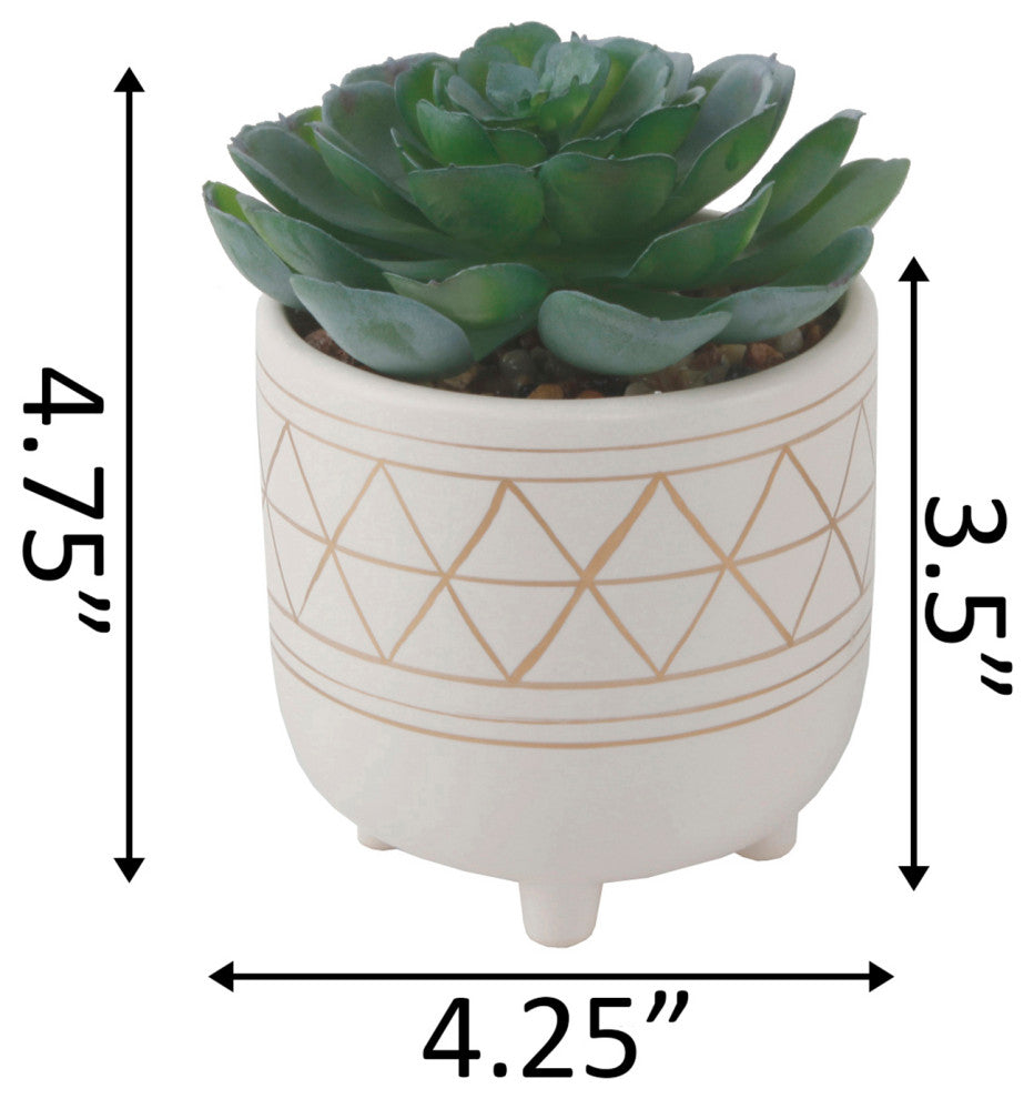 4.25" Gold Geo Hand Paintged Ceramic Succï¼ŒSm