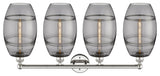 Edison-Vaz 4-Light 35" Bath Vanity Light, Polished Nickel, Light Smoke