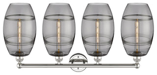 Edison-Vaz 4-Light 35" Bath Vanity Light, Polished Nickel, Light Smoke