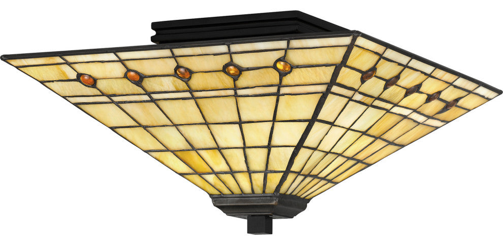 Quoizel TF5628MBK 2-Light Flush Mount, Tiffany