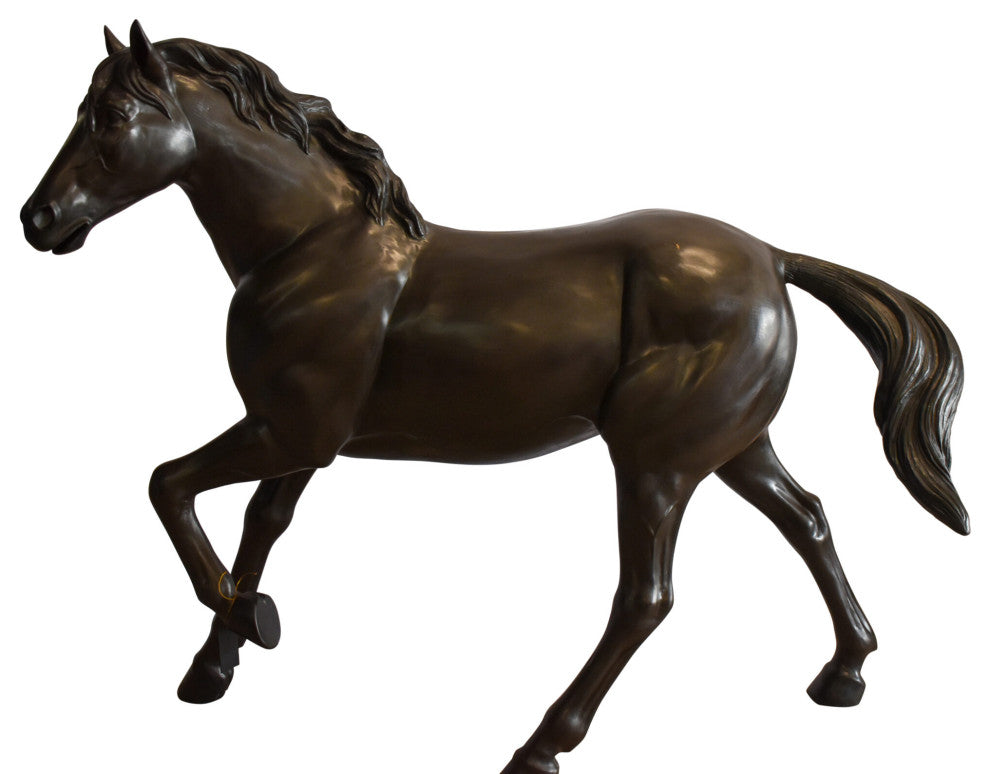 Lifesized Galloping Horse Bronze Statue  77" x 27" x 60"H