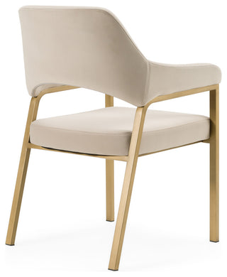 Modrest George Modern Beige Fabric + Antique Brass Dining Chair