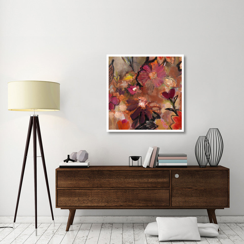 "Garden of a Joyful Day BL" Digital Paper Print by Joan Elan Davis, 38"x38"