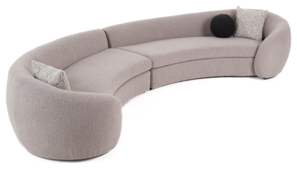 Modrest - Kilmer Modern Grey Curved Fabric Sectional Sofa