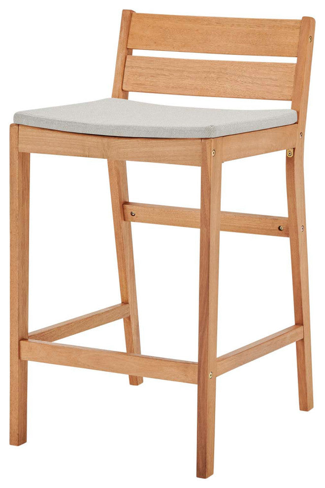 Bar Stool Chair and Table Set, Wood, Brown Natural Taupe Gray, Modern, Outdoor