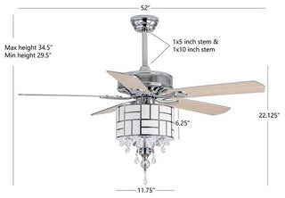 Safavieh Fint Ceiling Light Fan, Chrome