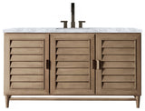 Portland 60" Single Vanity Whitewashed Walnut w/ 3 CM Carrara Marble Top