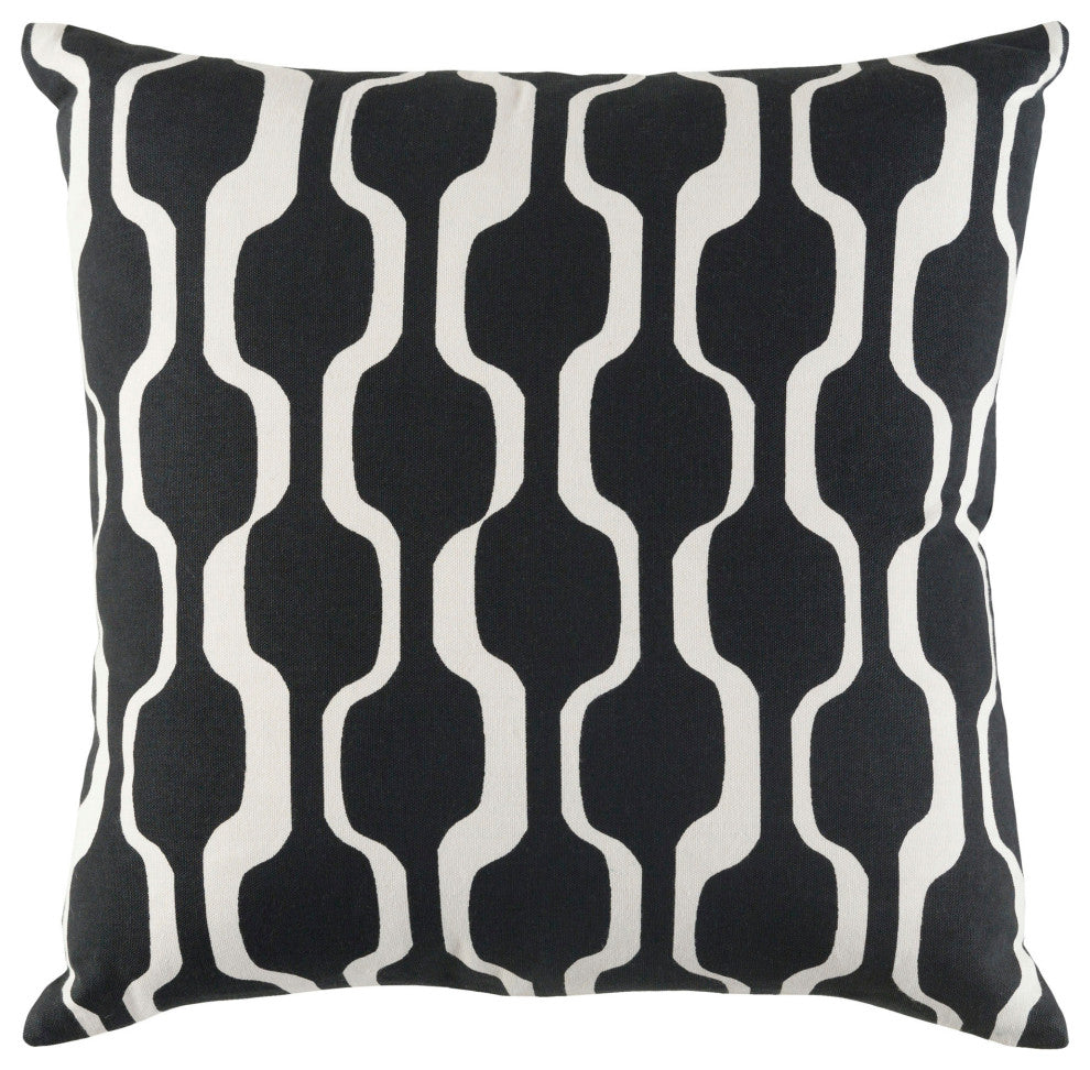 Surya Trudy Trud-7190 Black Pillow Shell With Down Insert 18"H X 18"W